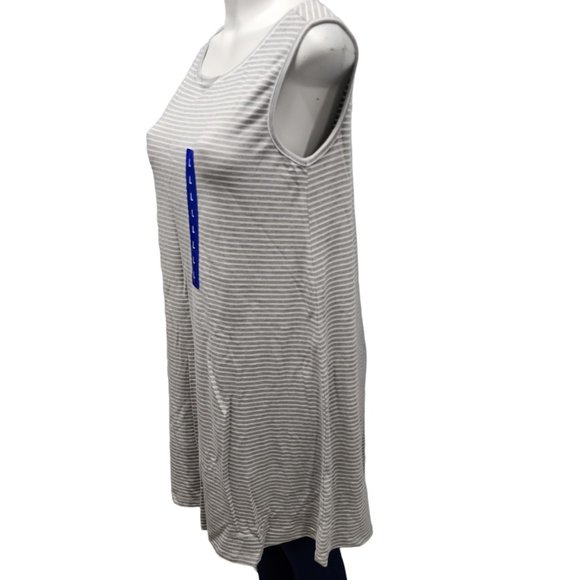 Hilary Radley Tank Slip Dress Womens Casual Striped Grey White Sleeveless Large - Picture 9 of 10